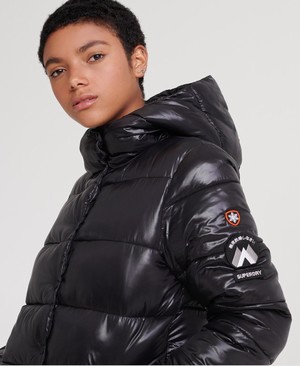 Superdry High Shine Toya Puffer Női Kabát Fekete | KSXVF6032